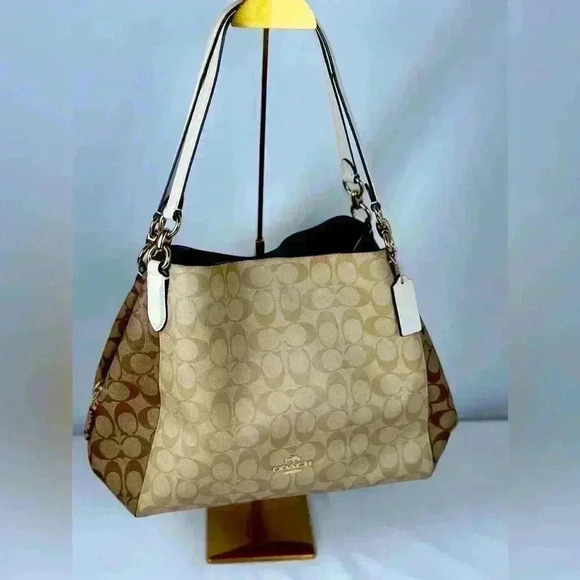 Coach Hallie Shoulder Bag In Signature Canvas - Picture 1 of 13